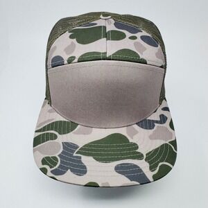 Richardson 168P 7 Panel Trucker Hat Mens Duck Camo Green Mesh Snapback Cap